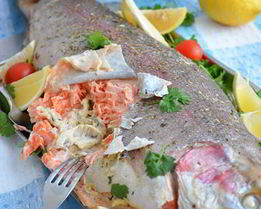 Запеченная форель с грибной начинкой