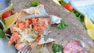 Запеченная форель с грибной начинкой