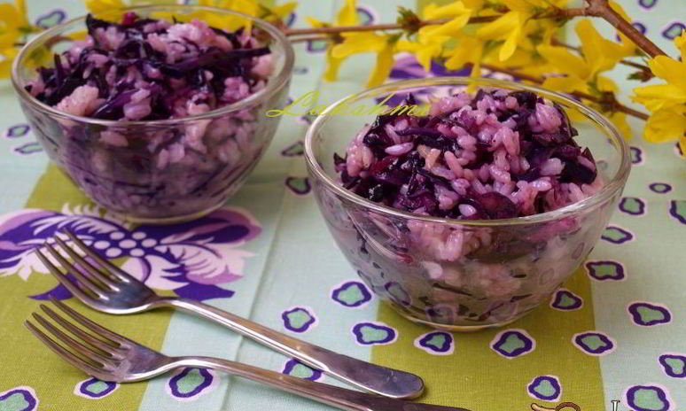 Рецепт салата-гарнира из краснокочанной капусты и риса