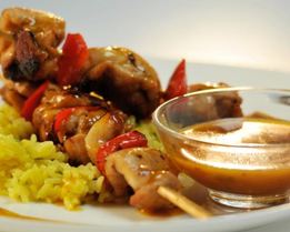 Куриные шашлычки в мандариновом соусе