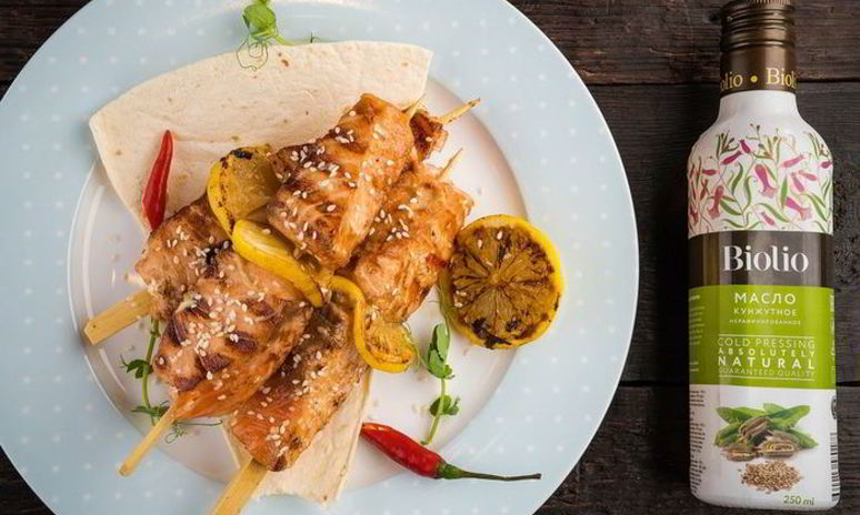 Рецепт шашлычков из лосося с лимоном