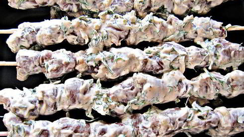 шашлычок из куриных сердечек