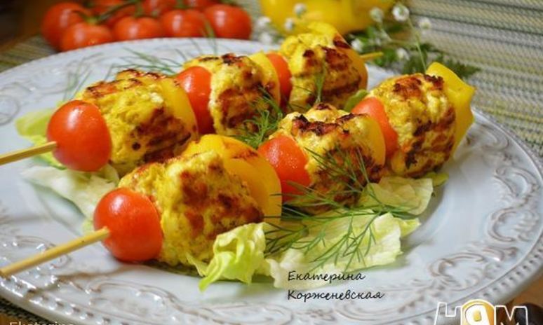 Рецепт шашлыков из рубленного мяса с овощами
