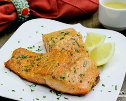 Стейк из семги на сковороде