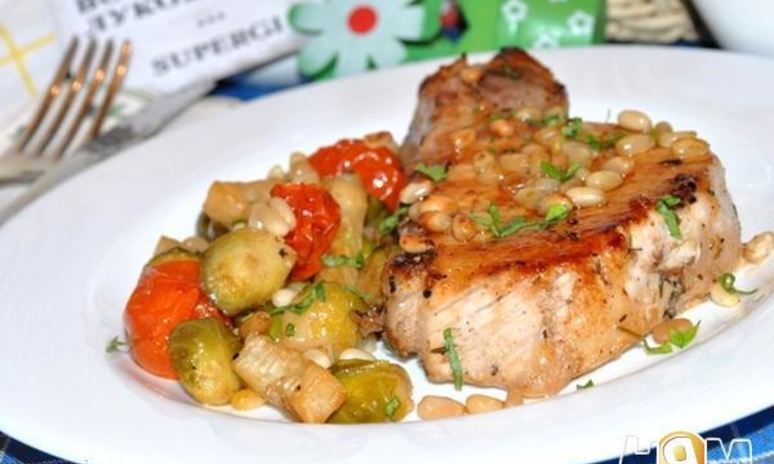 Рецепт стейка с брюссельской капустой и сельдереем