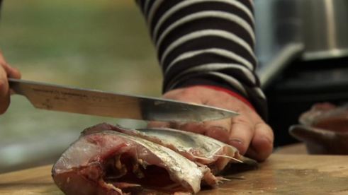 стейки из толстолобика с печеной морковью и овощами гриль