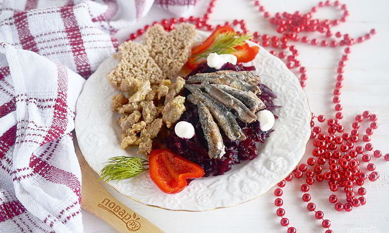 Рецепт свекольного гарнира с килечкой