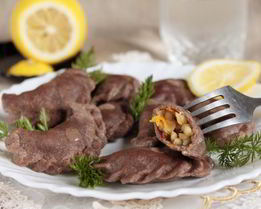 Вареники из льняного теста с булгуром