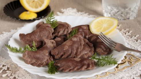 вареники из льняного теста с булгуром