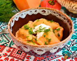 Вареники с картофелем из тыквенного теста