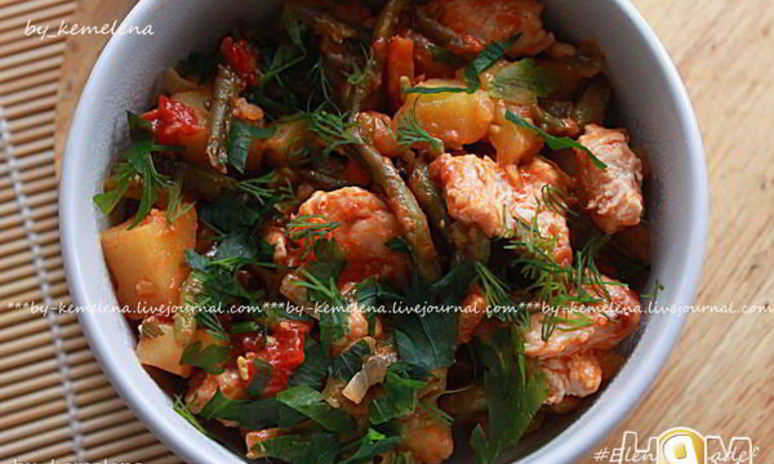 Рецепт жаркого из индейки со стручковой фасолью