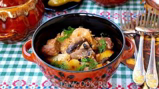 Жаркое с грибами в горшочках