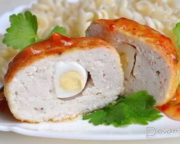 Куриные зразы с перепелиными яйцами