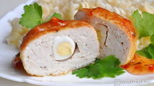 Куриные зразы с перепелиными яйцами