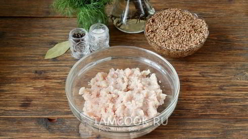 гречка с куриным фаршем