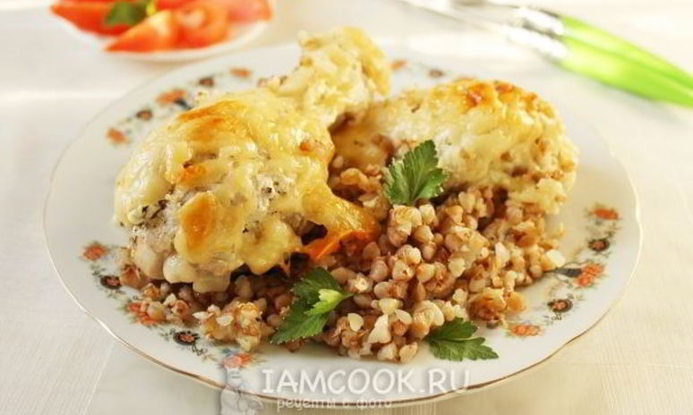 Рецепт гречки с курицея в духовке с сырома