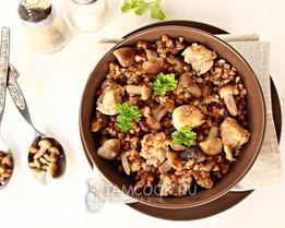 Гречка с мясом и грибами в мультиварке