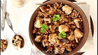 Гречка с мясом и грибами в мультиварке