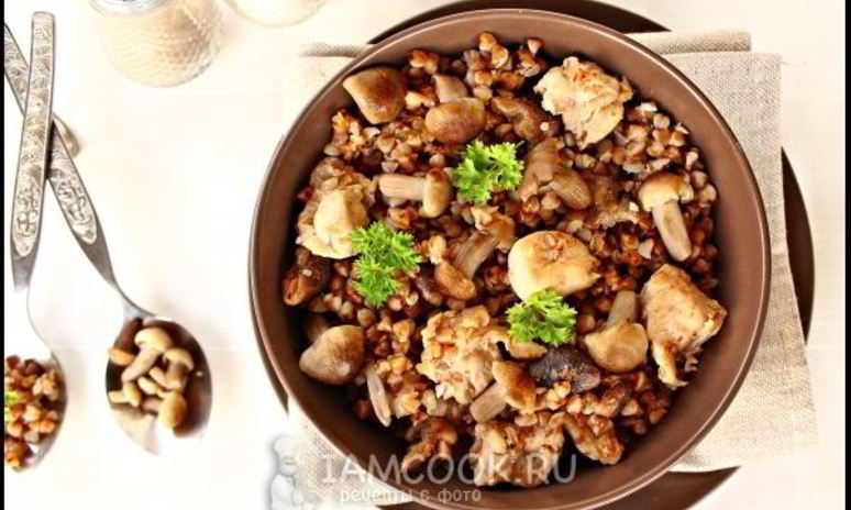 Рецепт гречки с мясом и грибами в мультиварке