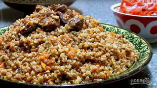 Гречка с мясом в казане