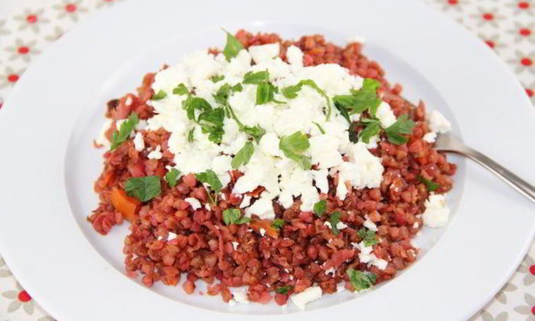 Рецепт гречки с овощами и фетой