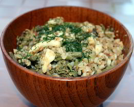 Гречка с папоротником и кальмарами