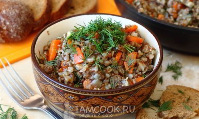 Рецепт гречки с тушенкой в сковороде