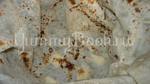 гречневая каша c мясом в лаваше из мультиварки