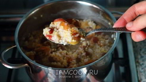 каша дружба с сушеными яблоками и изюмом