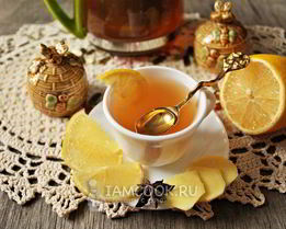 Чай имбирный с лимоном и медом