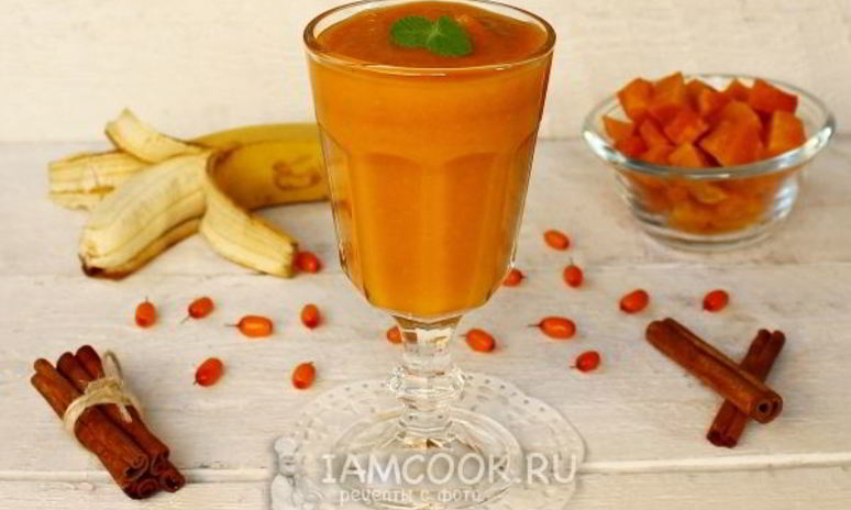 Рецепт тыквенного смузи с облепихой и бананом