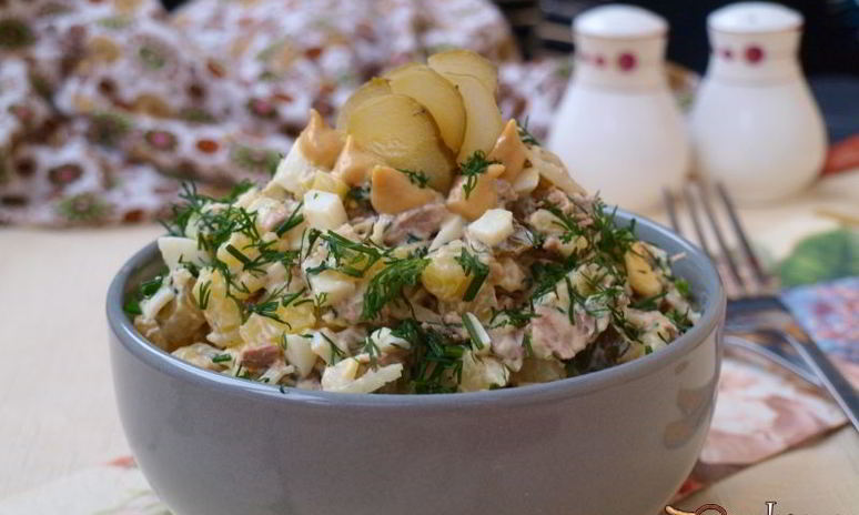 Рецепт картофельного салата с говядиной