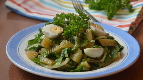 картофельный салат с щавелем