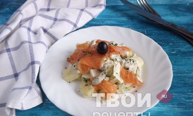 Рецепт картофельного салата с семгой
