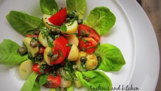 Салат из молодого картофеля с каперсами и мятой