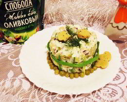 Оливье с маринованными грибами