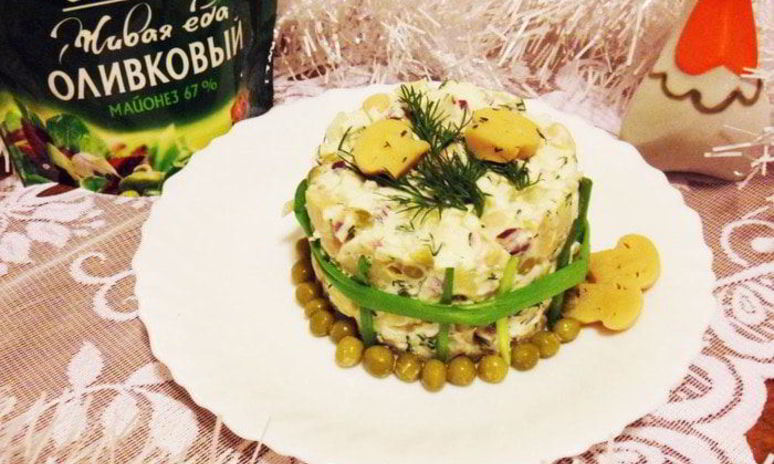 Рецепт оливье с маринованными грибами