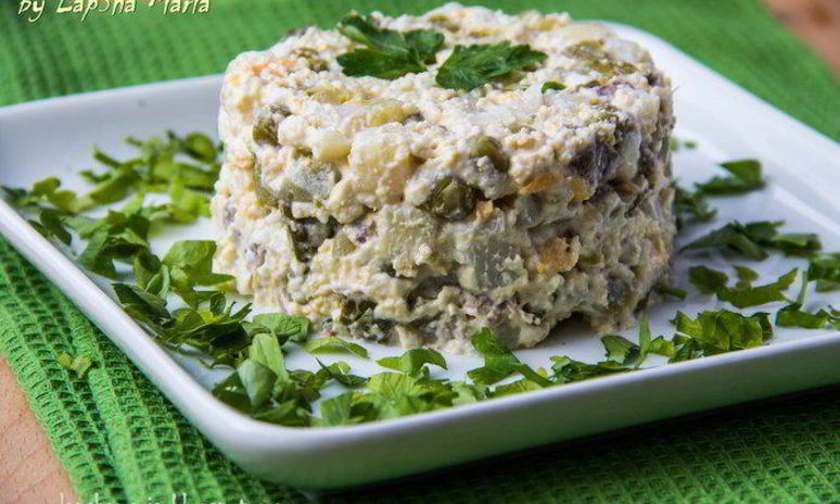 Рецепт оливье с мясом