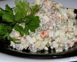 Постный салат Оливье