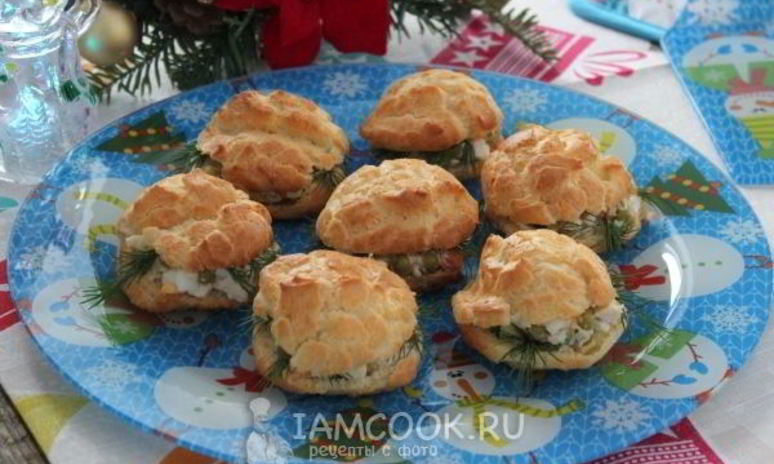 Рецепт профитролей с оливье