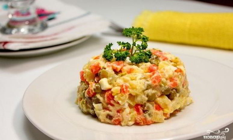 Рецепт салата оливье с индейкой