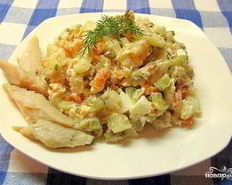 Салат Оливье с рыбой