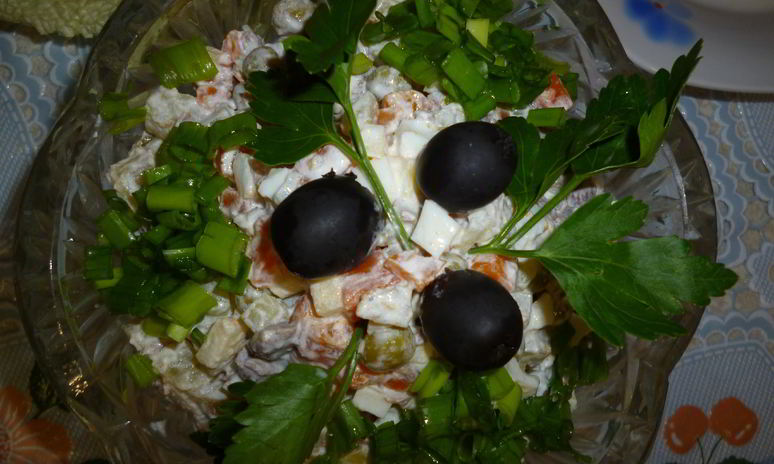 Рецепт салата оливье с яблоками