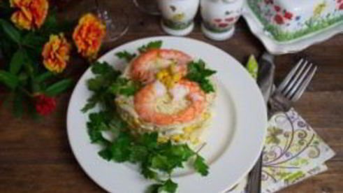 салат 8 марта с кальмарами