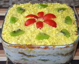 Салат из курицы с морковью по-корейски и киви