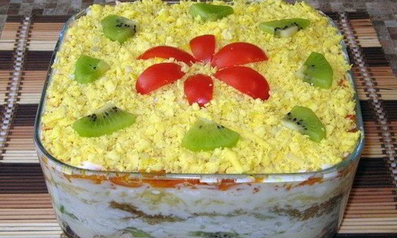 Рецепт салата из курицы с морковью по-корейски и киви