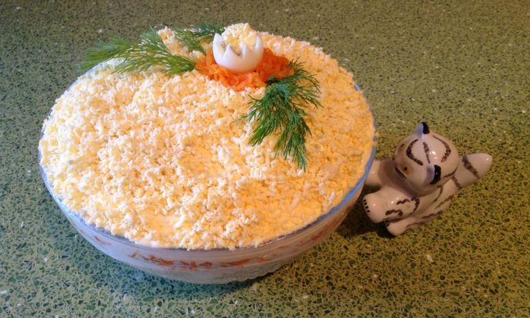 Рецепт салата мимоза с сайрой