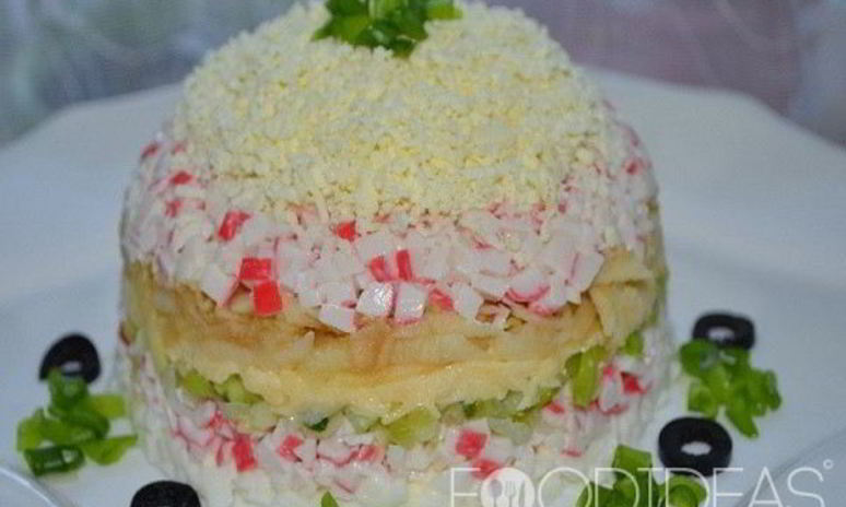 Рецепт салата нежность с крабовыми палочками