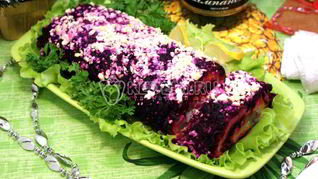 Салат-рулет Селедка под шубой