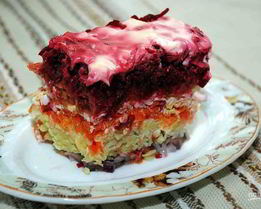 Сельдь под шубой классический слоями